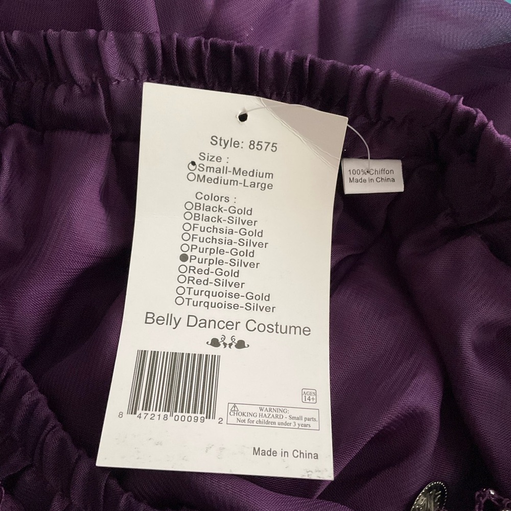 WESTERN FASHION sz S/M Belly Dancer Outfit Coin and Bead Accents Grape Purple - Picture 10 of 13